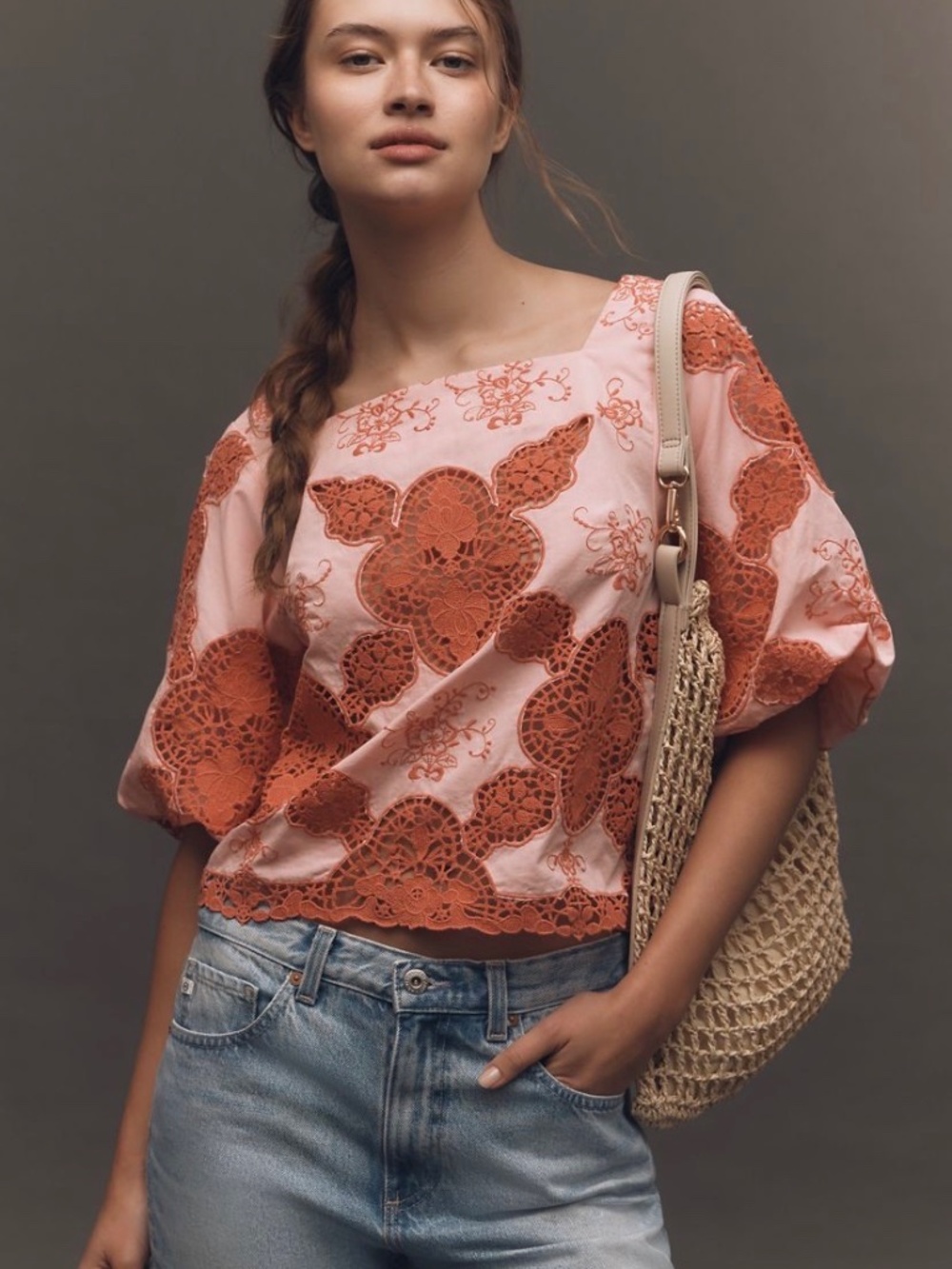 Anthropologie Cotton Puff Sleeve Blouse size XS